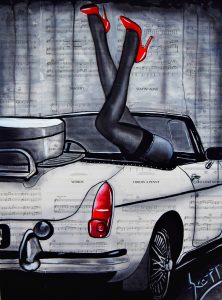 rearview 30 by 40 inches by brandon scott | Brandon Scott Art | | painting , girl car